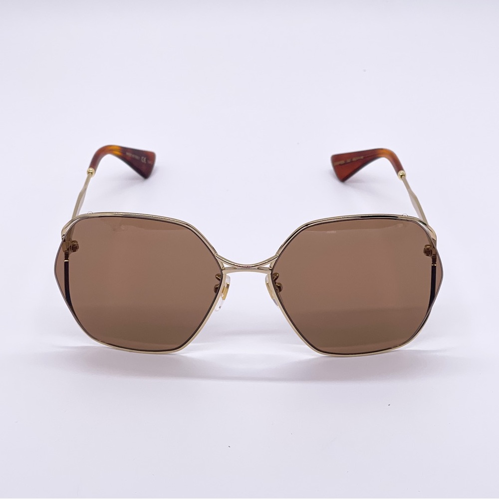 NEW GUCCI GG0818SA 002 WOMEN’S SUNGLASSES GUCCI GG0818S BROWN - Picture 5 of 14